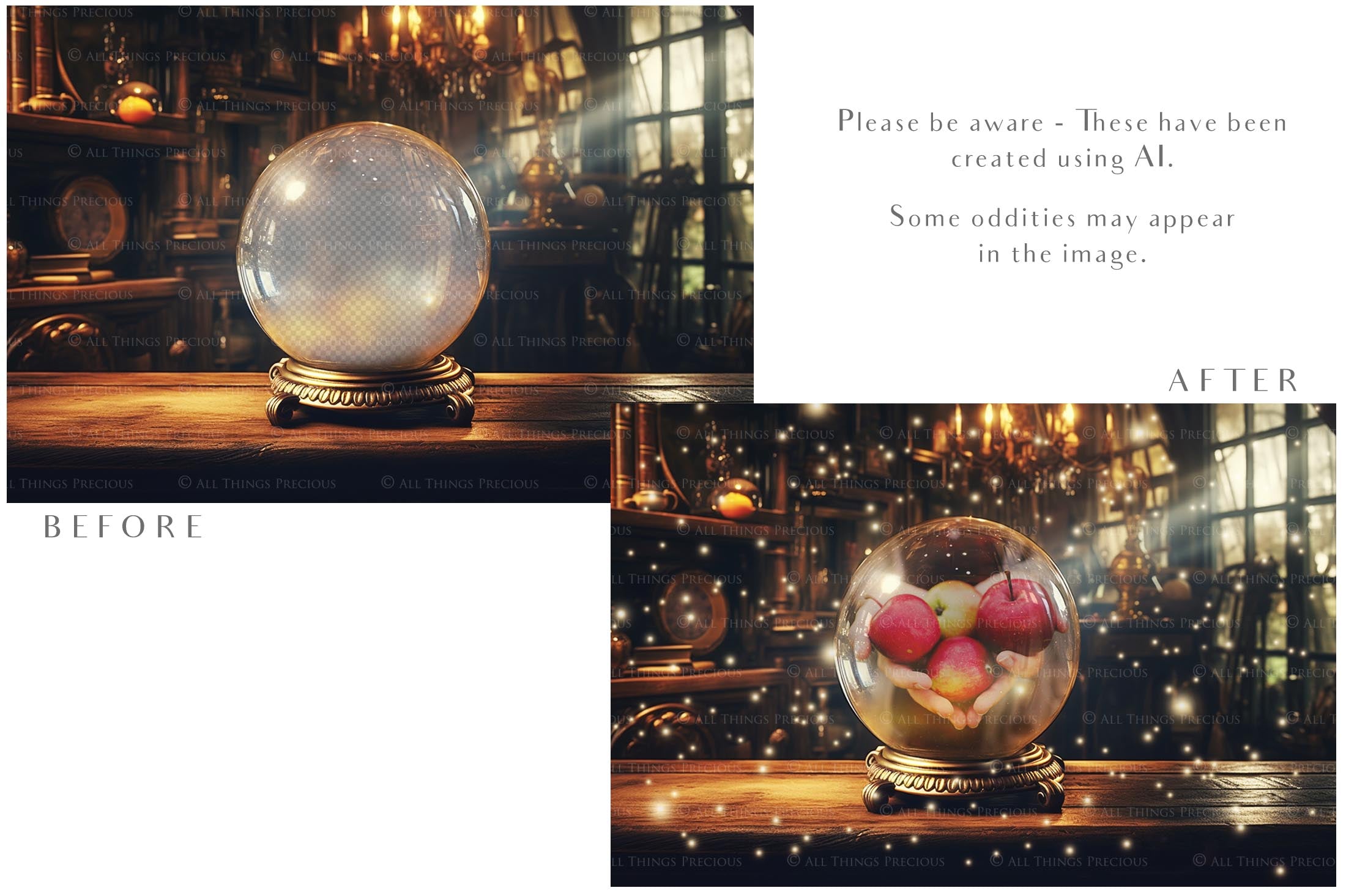 Magical Halloween Template Background. Snow globe with overlays. Add a photo to the digital background. Glass Effect Ornament bauble. Jpeg and Png copies. With magic overlays included. High resolution, quality files for photography, scrapbooking. ATP Textures.